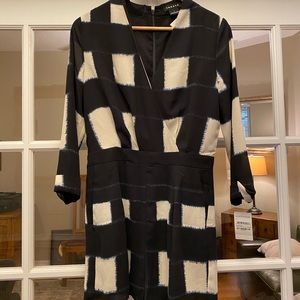 TROUVÉ Black Texture Weave Grid Romper NWT